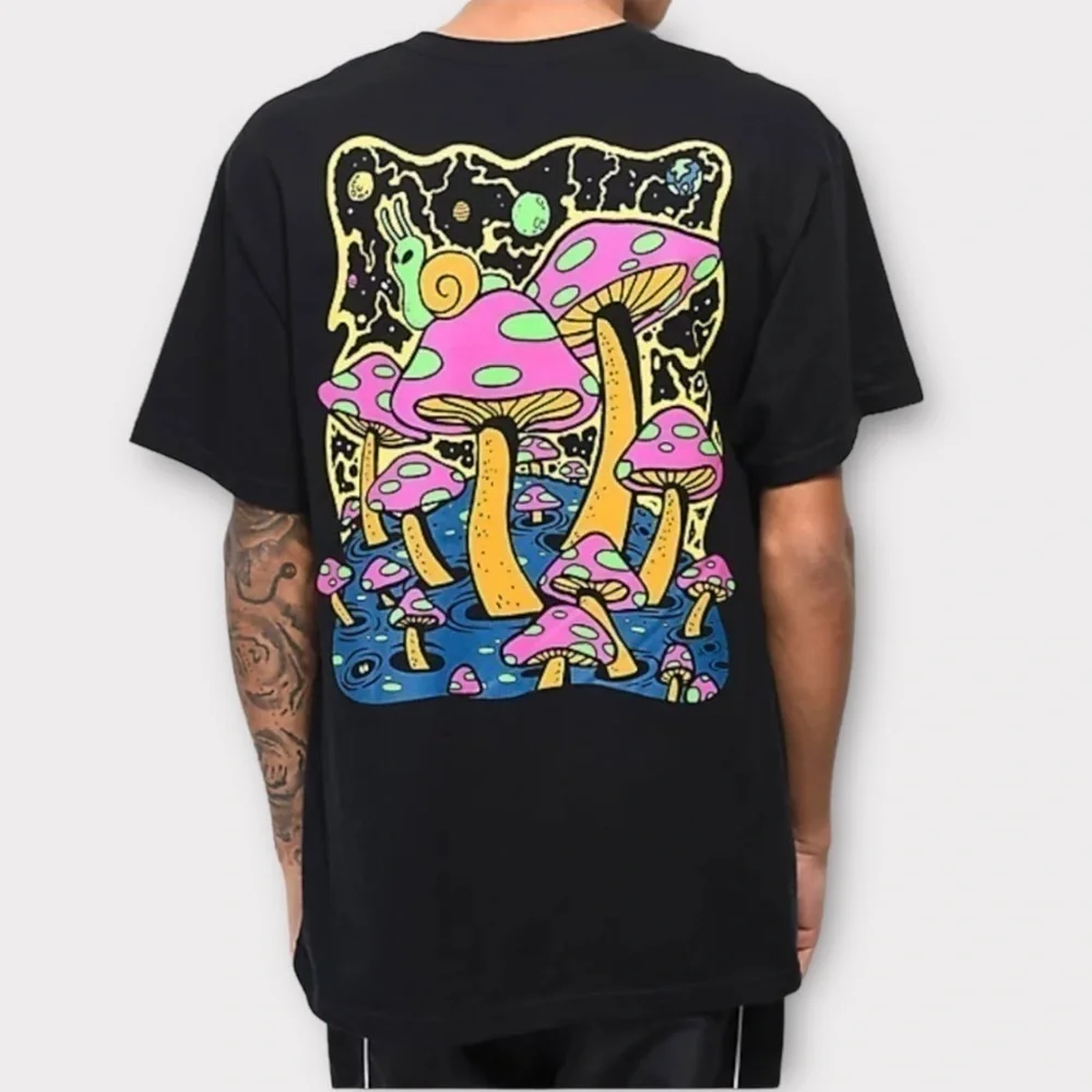 A-lab Trip On This Mushroom Tee T-Shirt Black NWT